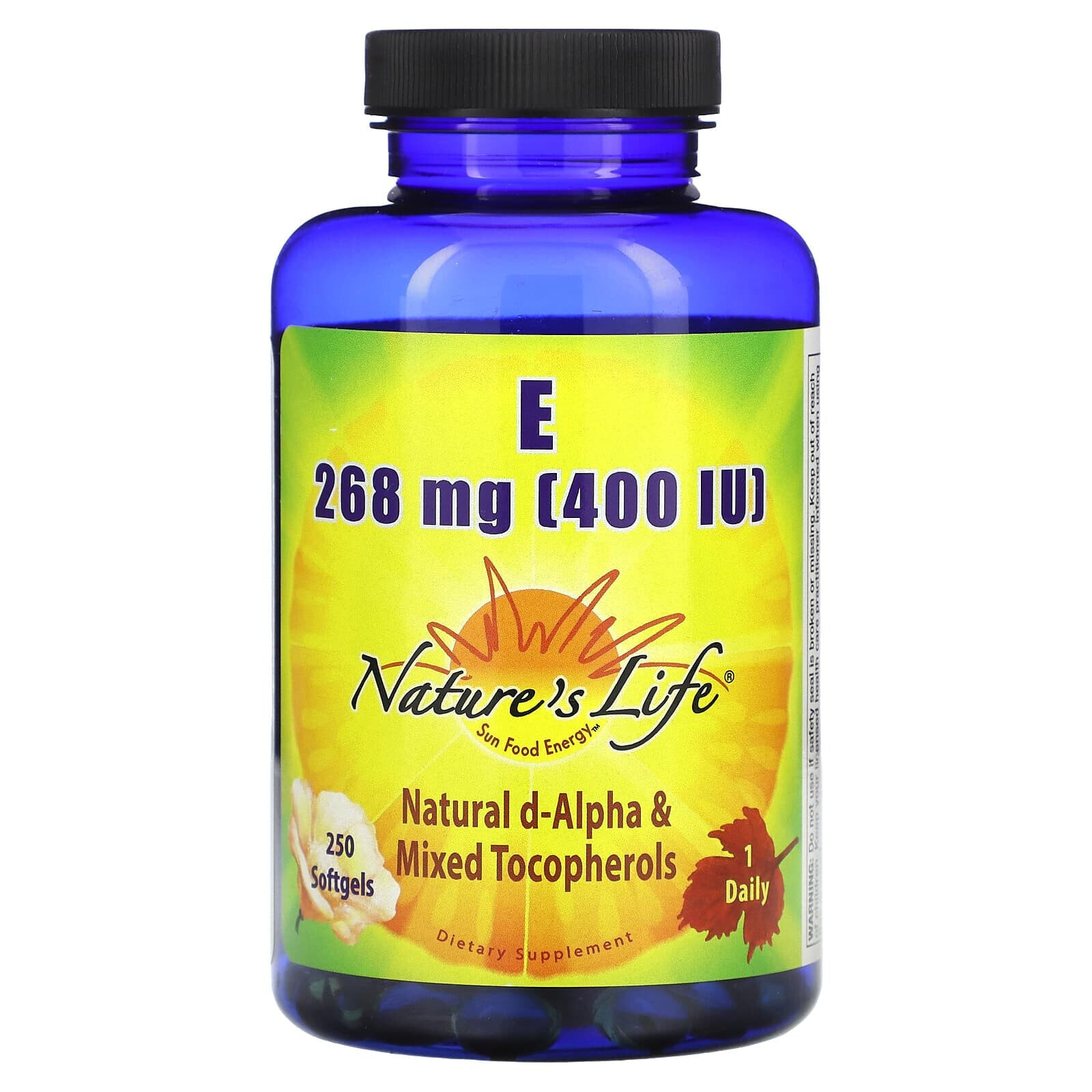 Nature's Life, Витамин E, 268 мг (400 МЕ), 250 мягких таблеток