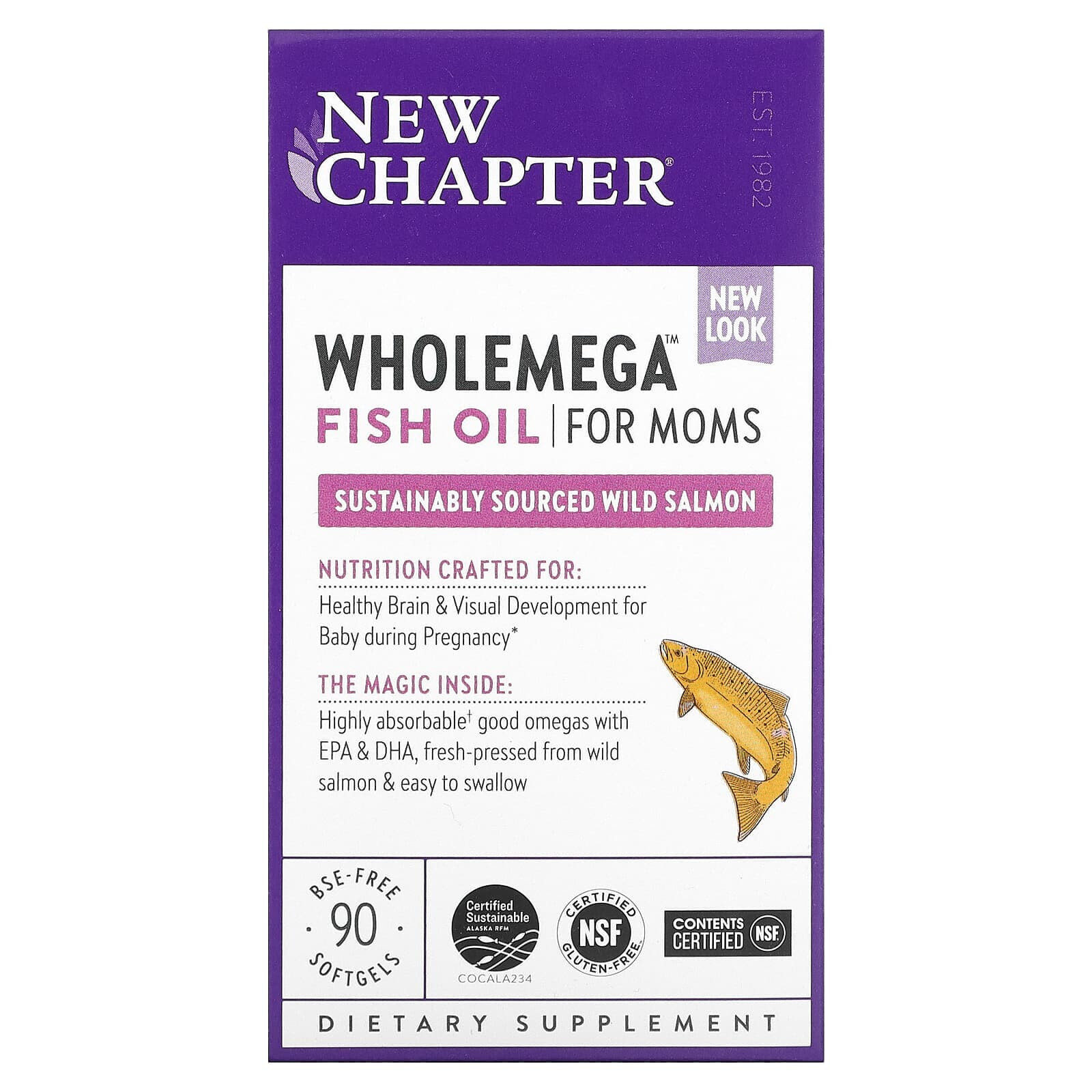 New Chapter, Рыбий жир Wholemega для мам, 180 капсул