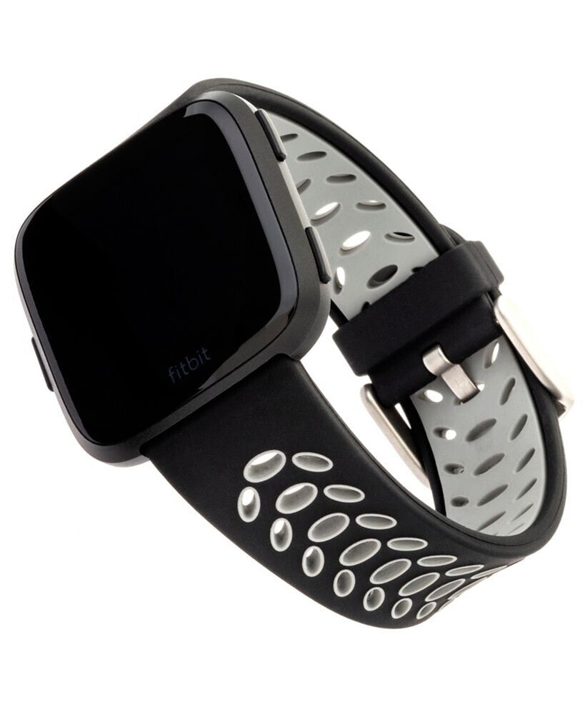 WITHit Black and Gray Premium Sport Silicone Band Compatible with the Fitbit Versa and Fitbit Versa 2