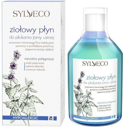 Sylveco Herbal Mouthwash Освежающий дыхание травяной ополаскиватель, восстанавливающий баланс бактериальной флоры и способствующий профилактике кариеса 500 мл