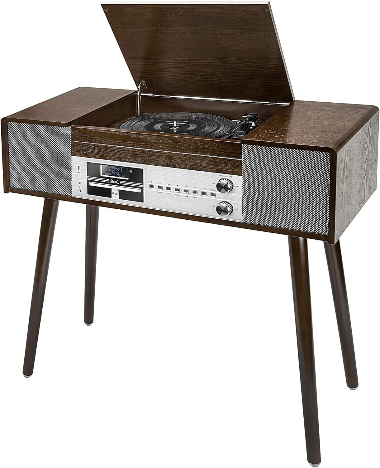 Dual NR 50 and DAB Stereo System with Record Player/UKW/DAB + Radio Cd Mp3/Usb/Kassettenabspieler, AUX-IN, Direct Encoding Function, Remote Control) brown