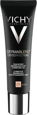 Vichy Dermablend 3D Correction Foundation 16H No.25 Nude Корректирующий безмасляный тональный крем для жирной и проблемной кожи 30 мл