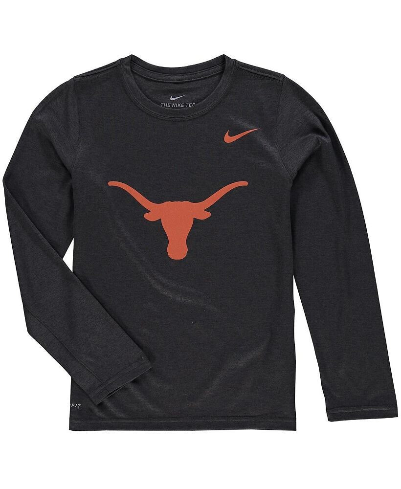Nike big Boys Heather Gray Texas Longhorns Legend Logo Long Sleeve Performance T-shirt