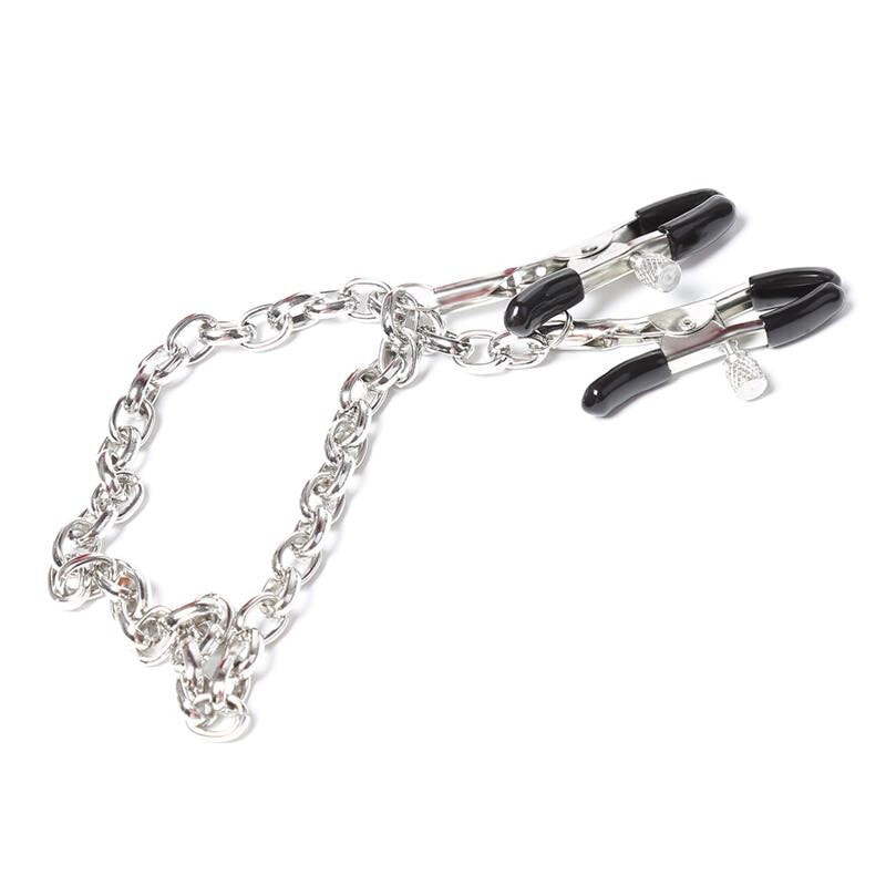 Стимулятор для сосков FETISH ADDICT Nipple Clamps with Chain Metal