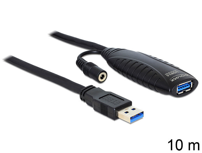 DeLOCK USB3.0-A - USB3.0-A, 10m USB кабель 3.2 Gen 1 (3.1 Gen 1) USB A Черный 83415