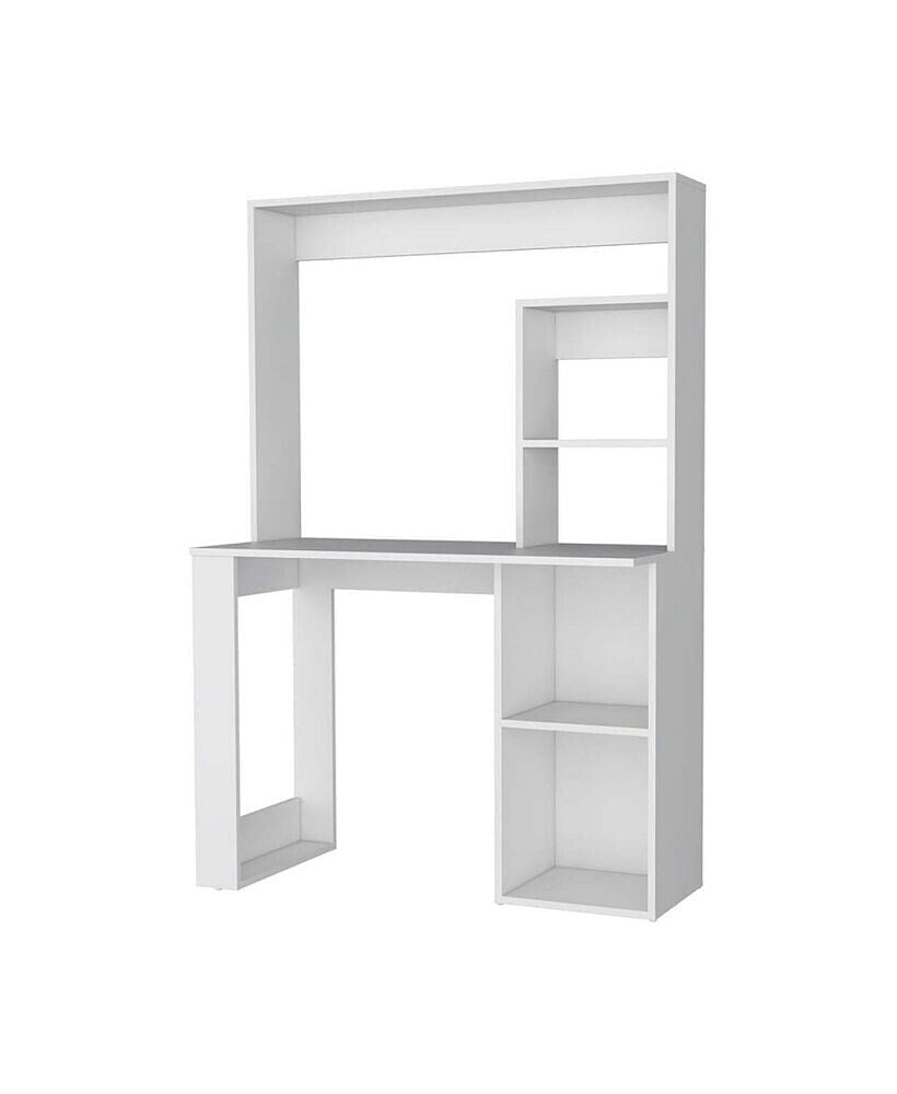 Simplie Fun palisades Computer Desk with Hutch and Storage Shelves White