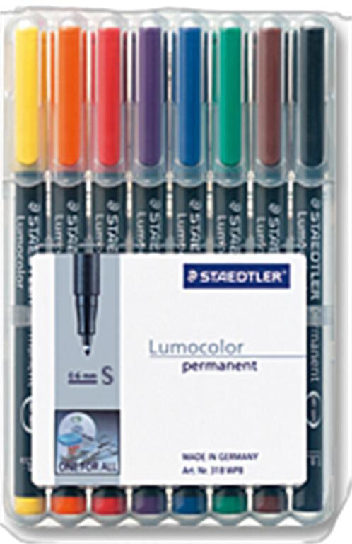 Staedtler 313 WP8 перманентная маркер Черный, Синий, Коричневый, Зеленый, Оранжевый, Красный, Фиолетовый, Желтый 1 шт