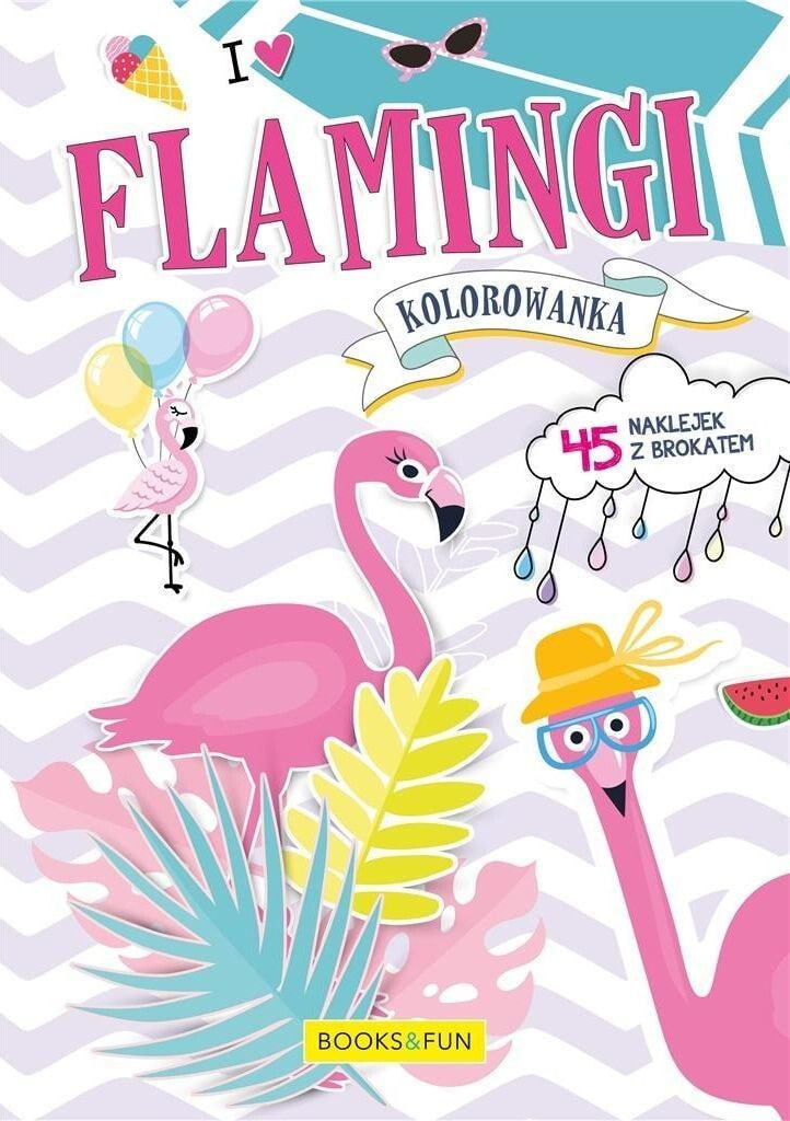 Раскраска для рисования Books And Fun Kolorowanka. Flamingi z naklejkami