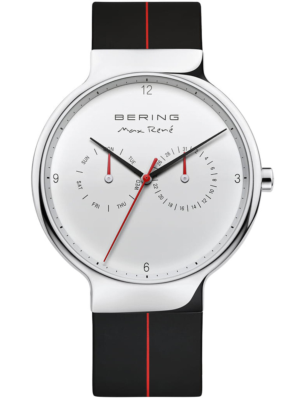Мужские наручные часы с черным резиновым ремешком  Bering 15542-404 Max Ren mens 42mm 5ATM