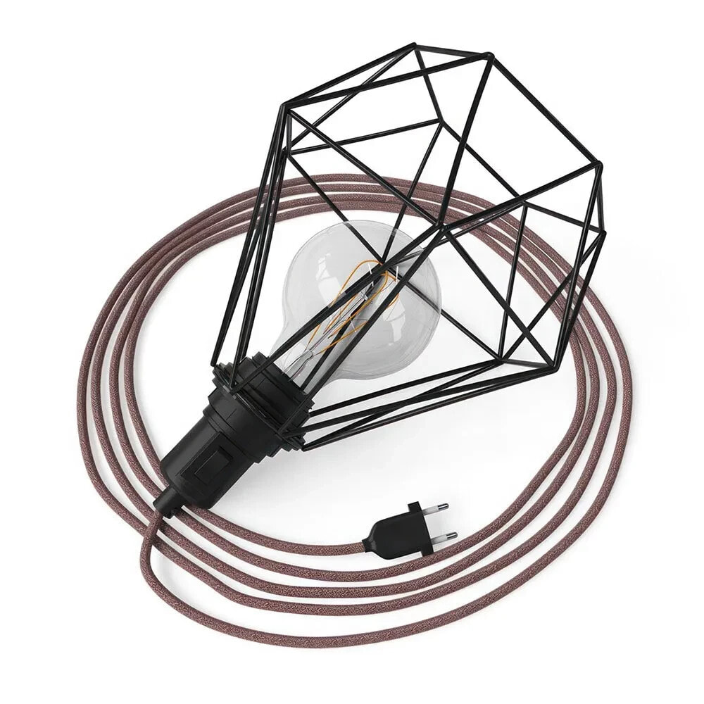 CREATIVE CABLES Snake table lamp - plug-in lamp with diamond cage shade and 2-prong plug