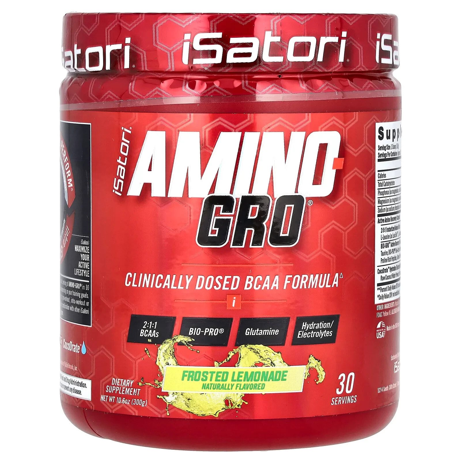 Amino-Gro, Frosted Lemonade, 10.6 oz (300 g)