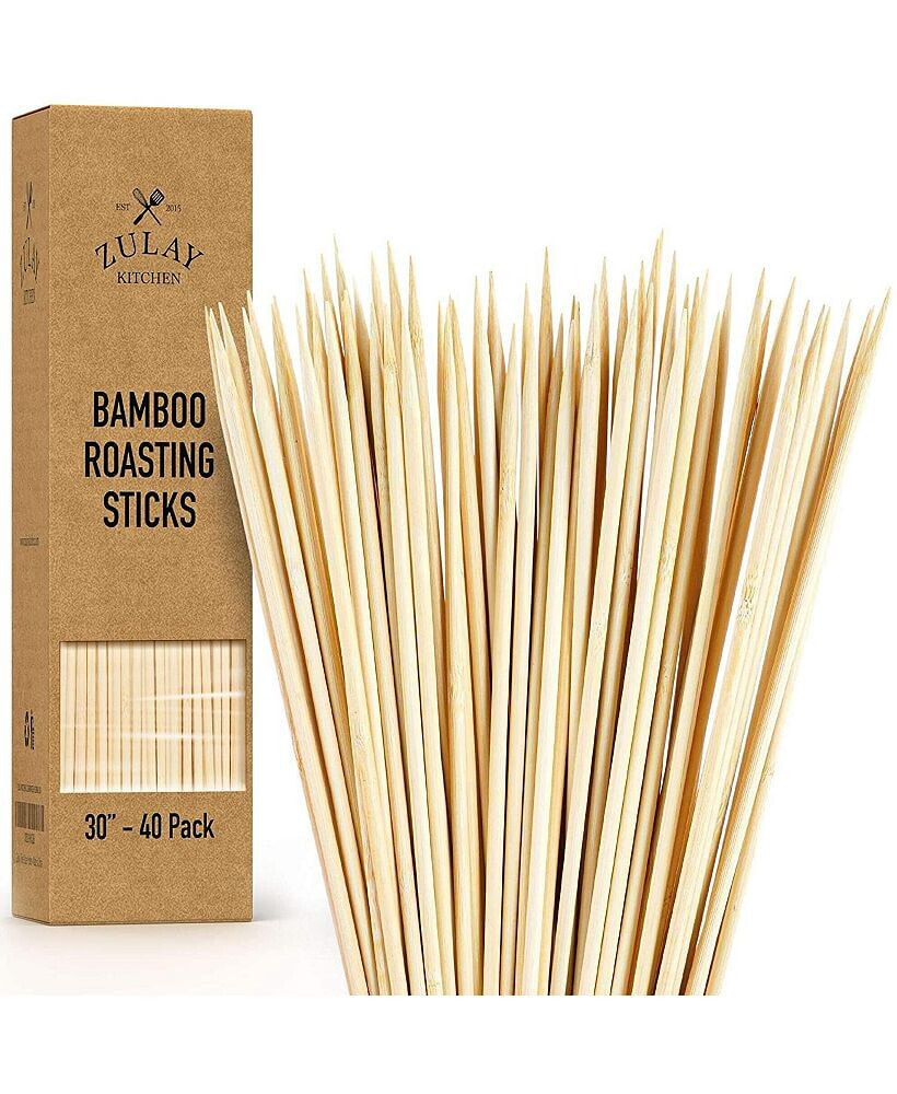 Zulay Kitchen extra Long Bamboo Roasting Sticks - 40 Pc.