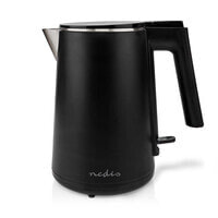 Nedis Wasserkocher| 1.0 l| Plastik| Schwarz| Um 360 Grad drehbar| Verdecktes