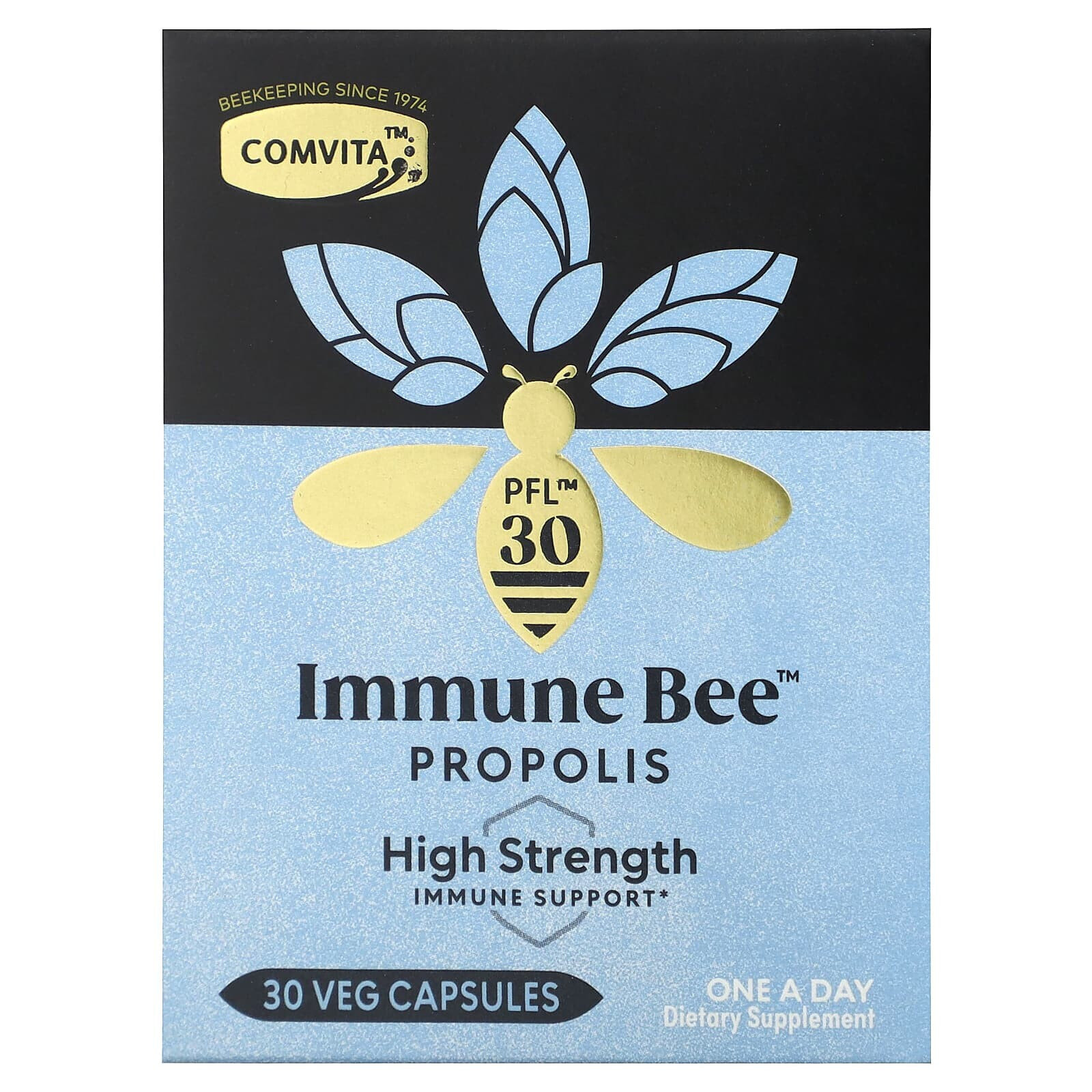 Comvita, Immune Bee Propolis, Regular Strength Immune Support, PFL15, 30 Veg Capsules