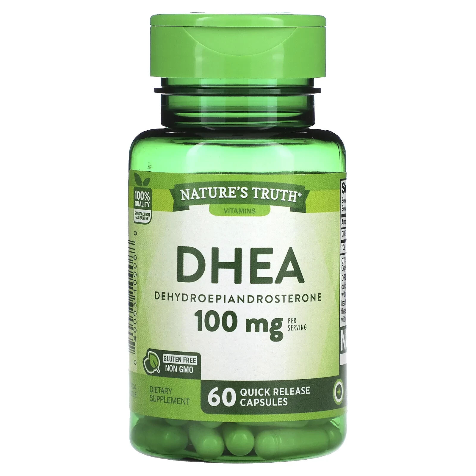 DHEA, 100 mg, 60 Quick Release Capsules (50 mg per Capsule)