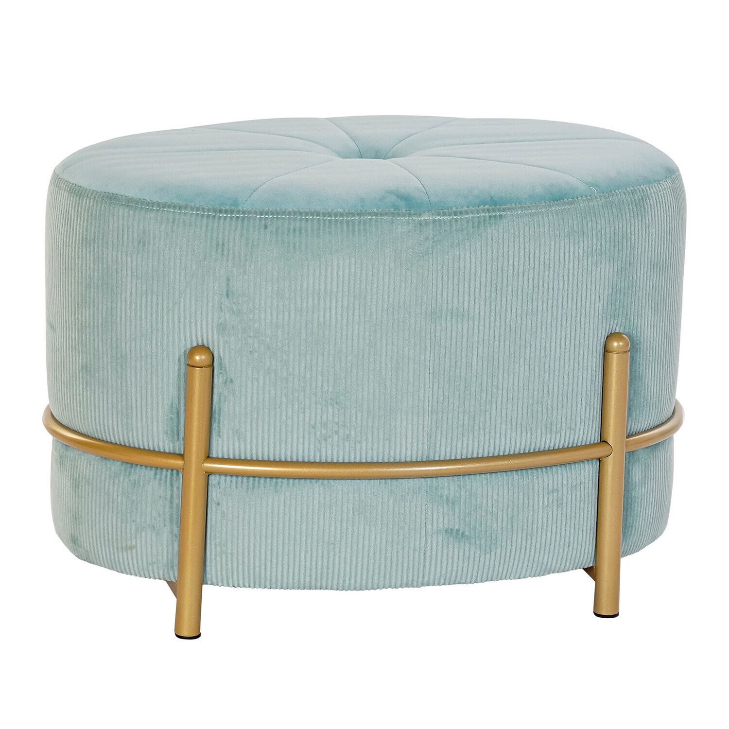 Bench DKD Home Decor Golden Metal Polyester Velvet Sky blue (51 x 36 x 34 cm)