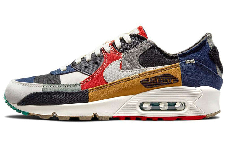 Nike Air Max 90 缝合怪 多彩拼接 解构 低帮 跑步鞋 女款 蓝白 / Кроссовки Nike Air Max DJ4878-400