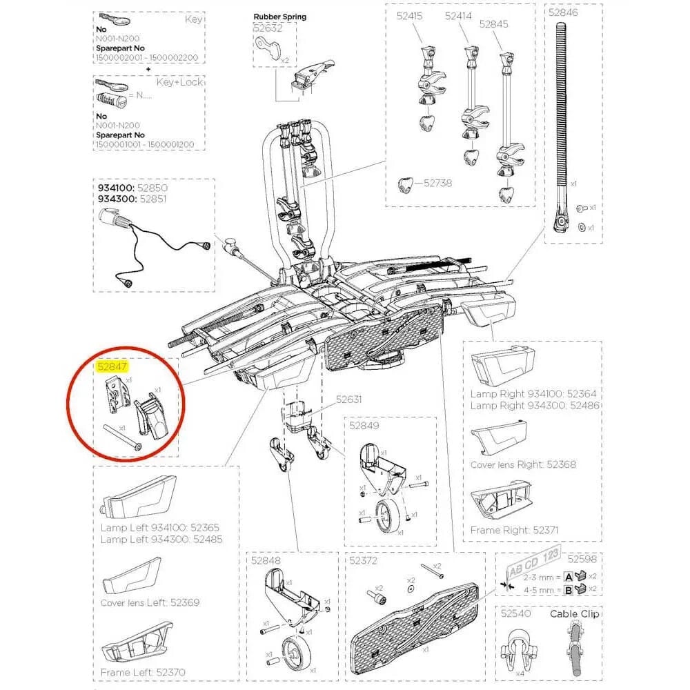 THULE Pump Buckle Kit EasyFold XT 933 52847 Spare Part