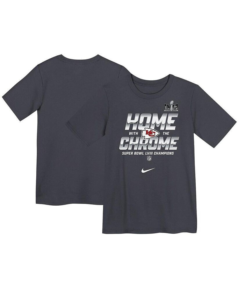 Nike little Boys and Girls Anthracite Kansas City Chiefs Super Bowl LVIII Champions Parade T-shirt
