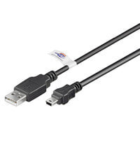 Wentronic USB MINI-B 5-pin 180 Cert 1.8m - 1.8 m - Mini-USB B - USB A - Black