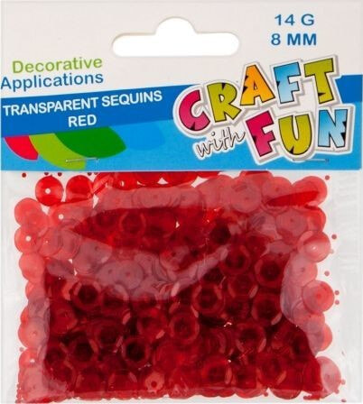Craft with Fun CF SEQUINS TRANSPARENT BUTTON 8MM RED 40/400