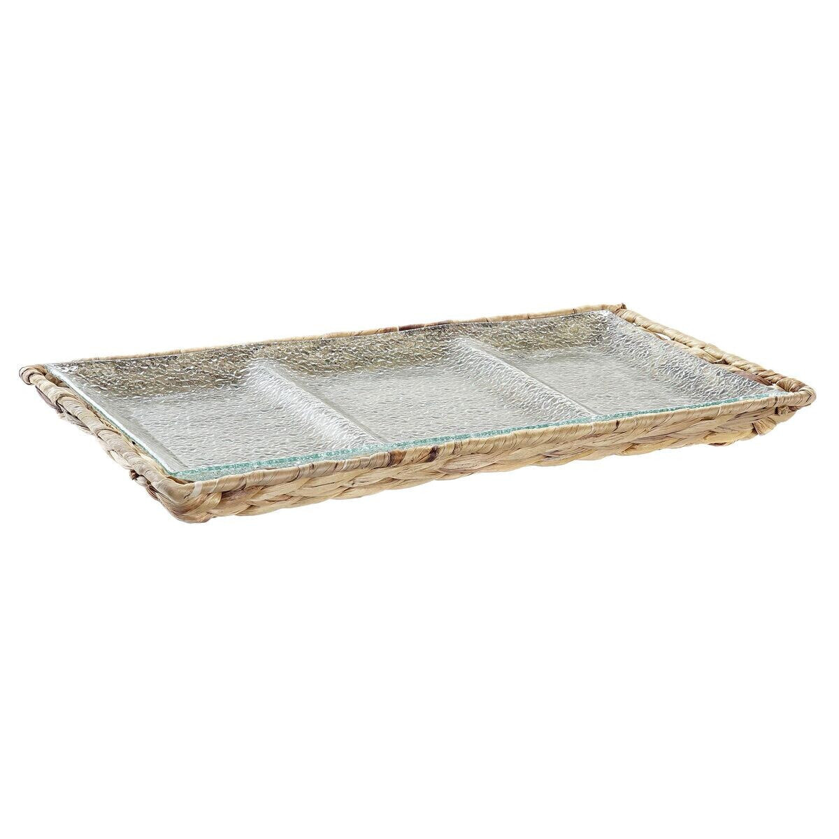 Snack tray DKD Home Decor Transparent Natural Crystal 42 x 20 x 3,5 cm