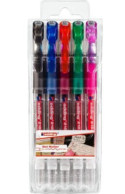 Edding 2185 Гелевая ручка с колпачком Черный, Синий, Зеленый, Розовый, Красный Fine 5 шт 4-2185-5099