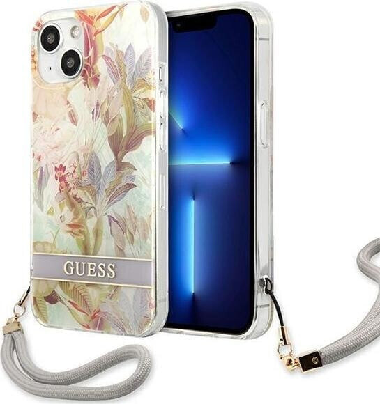 Guess Guess Flower Cord - Etui ze smyczką iPhone 13 mini (Purple)