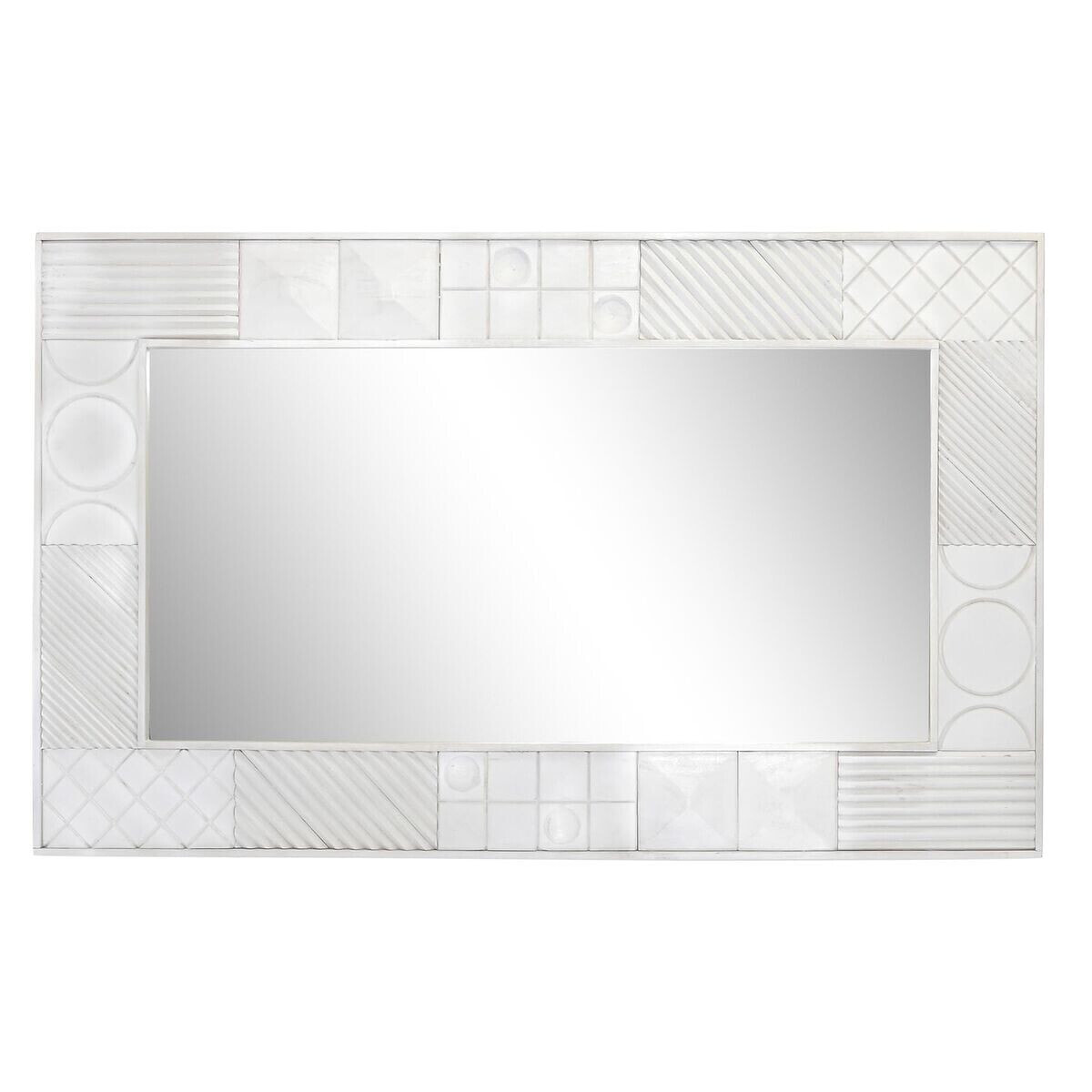 Wall mirror DKD Home Decor 154 x 4 x 94 cm Wood White Mango wood Rhombus Modern