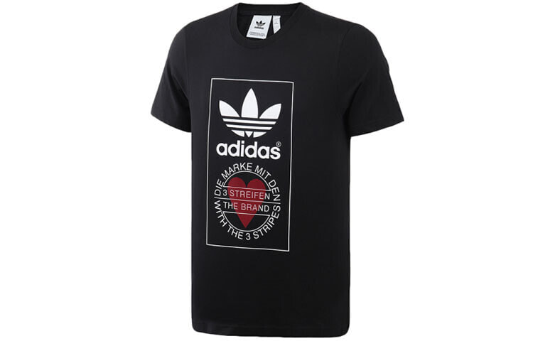 adidas originals三叶草 系列 Unisex Tee 爱心印花短袖T恤 男款 黑色 / Футболка Adidas originals Tee T / t_shirt