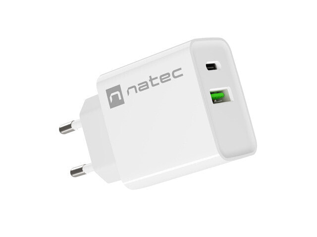 natec USB CHARGER RIBERA USB-A+USB-C 20W PD WHITE