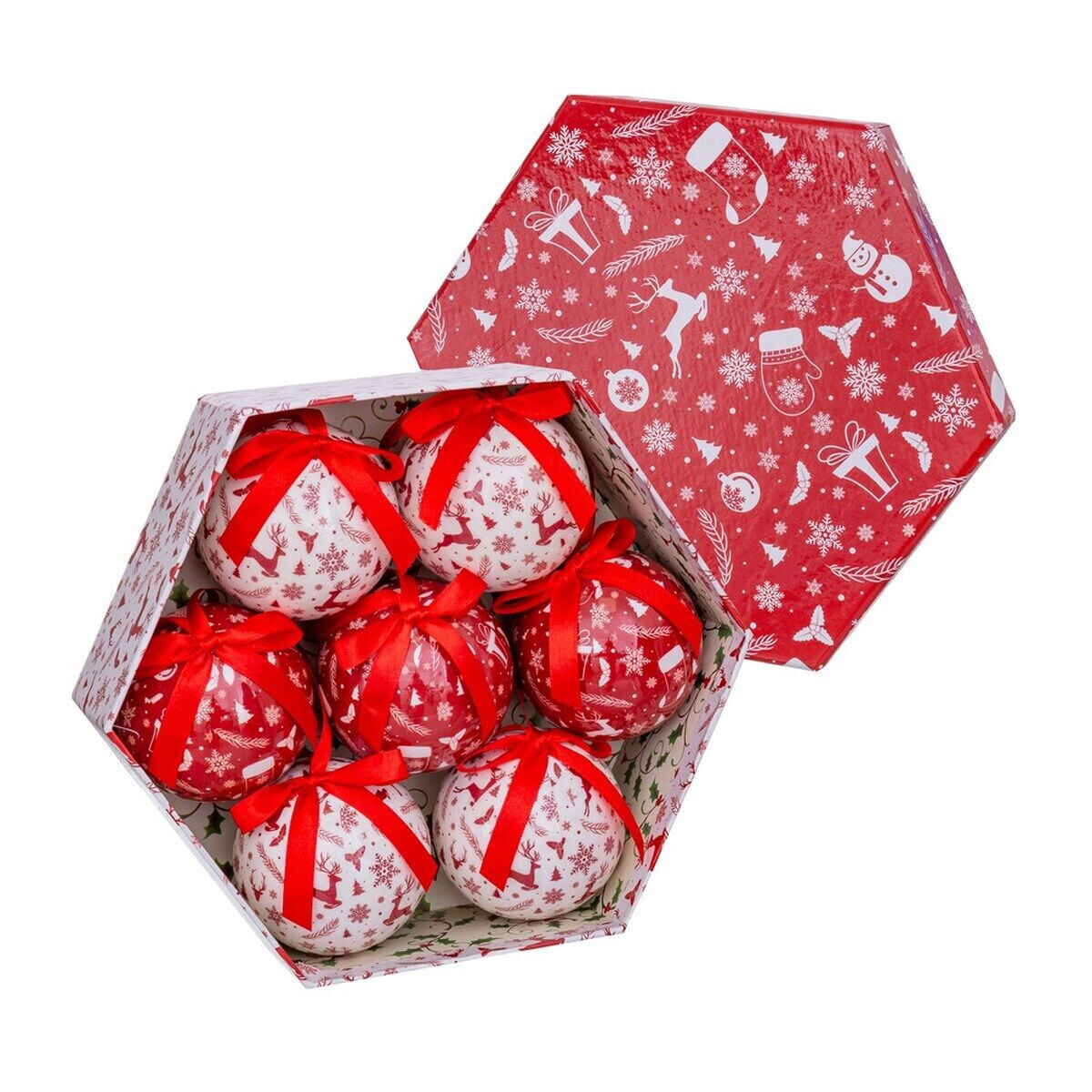 Ёлочные шарики Белый Красный бумага Polyfoam Кукла-белоснежка 7,5 x 7,5 x 7,5 cm (7 штук)