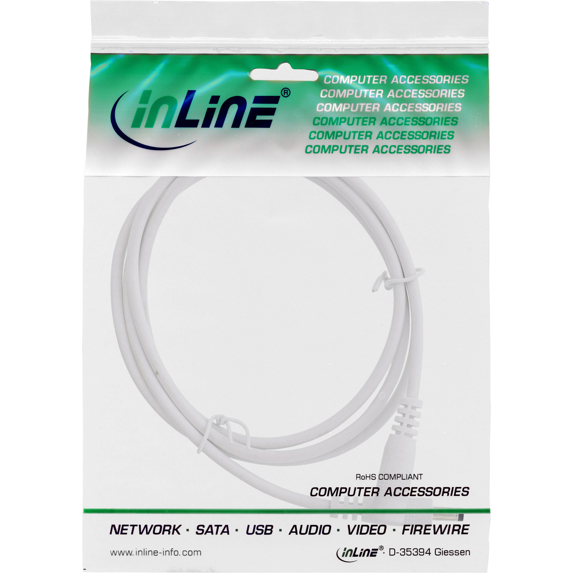 InLine DC extension cable - DC male/female 4.0x1.7mm - AWG 18 - white 2m - 2 m - 4.0 x 1.7 mm - 4.0 x 1.7 mm - 12 V - 11.6 A