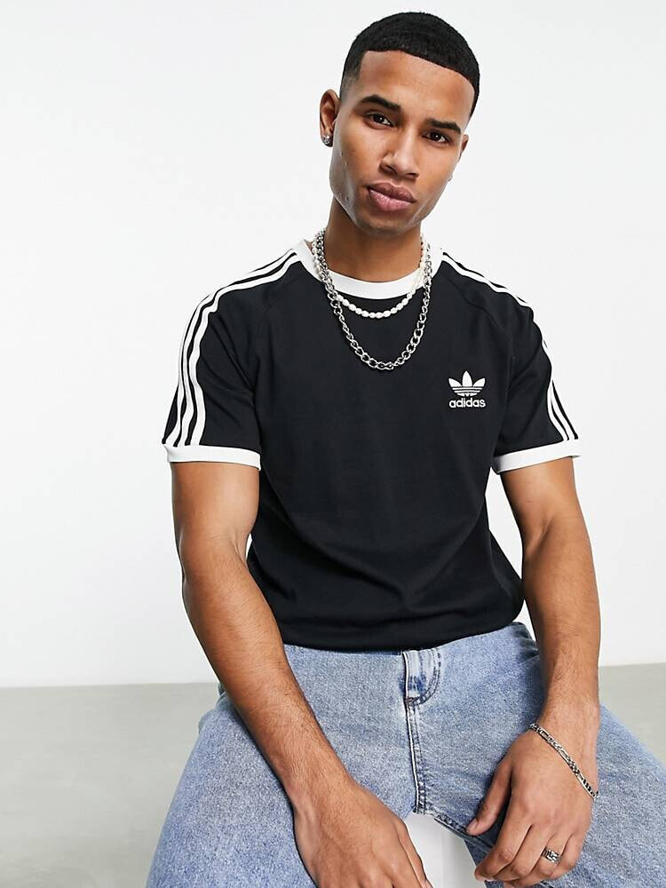 adidas Originals – Schwarzes T-Shirt mit drei Streifen