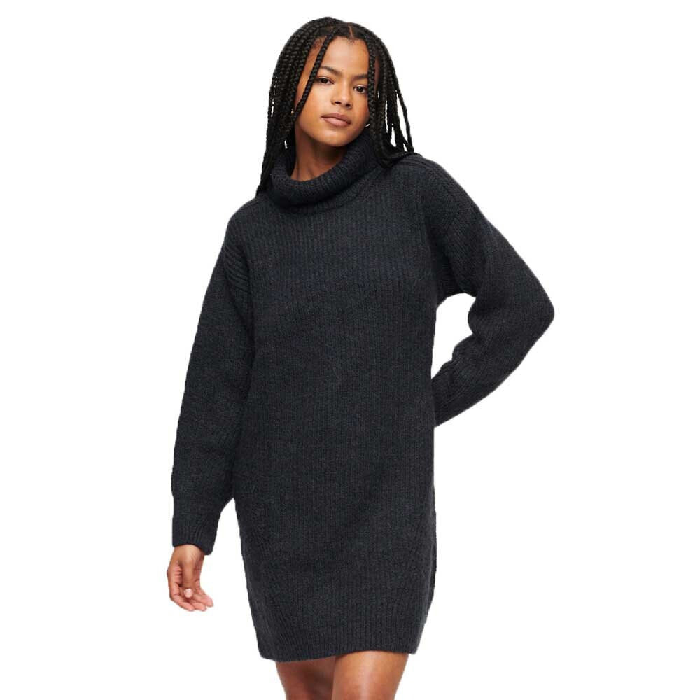 SUPERDRY Knitted Roll Neck Long Sleeve Short Dress