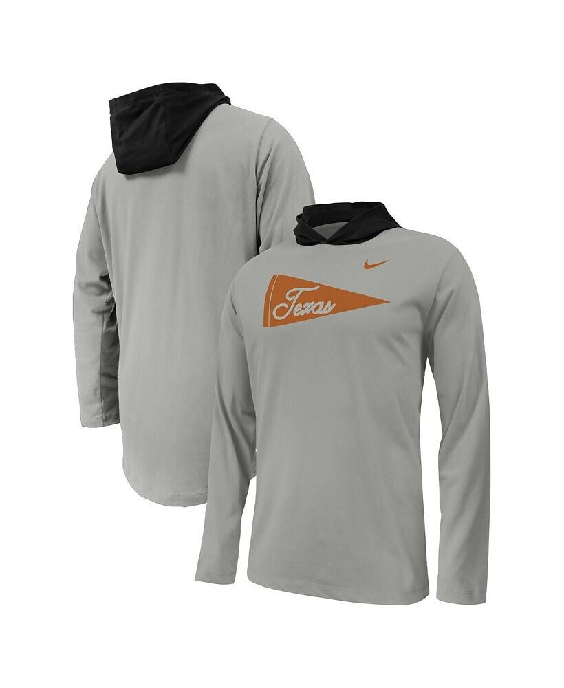Nike big Boys Gray Texas Longhorns Sideline Performance Long Sleeve Hoodie T-shirt