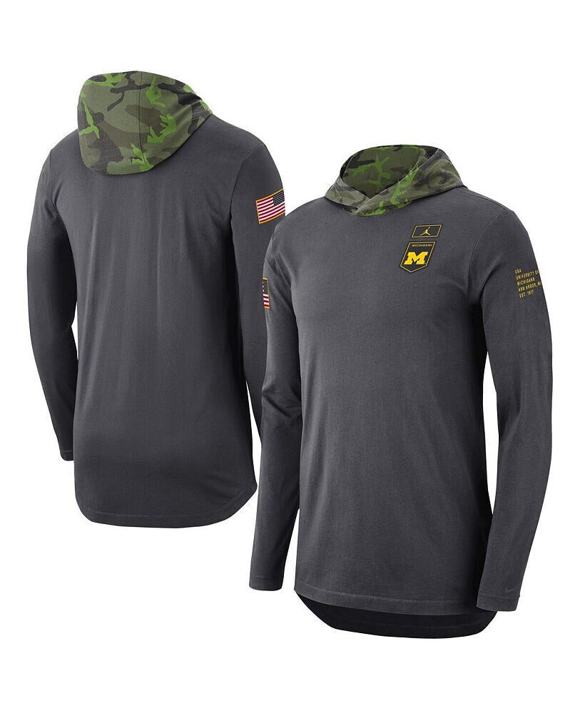 Jordan men's Anthracite Michigan Wolverines Military-Inspired Long Sleeve Hoodie T-shirt