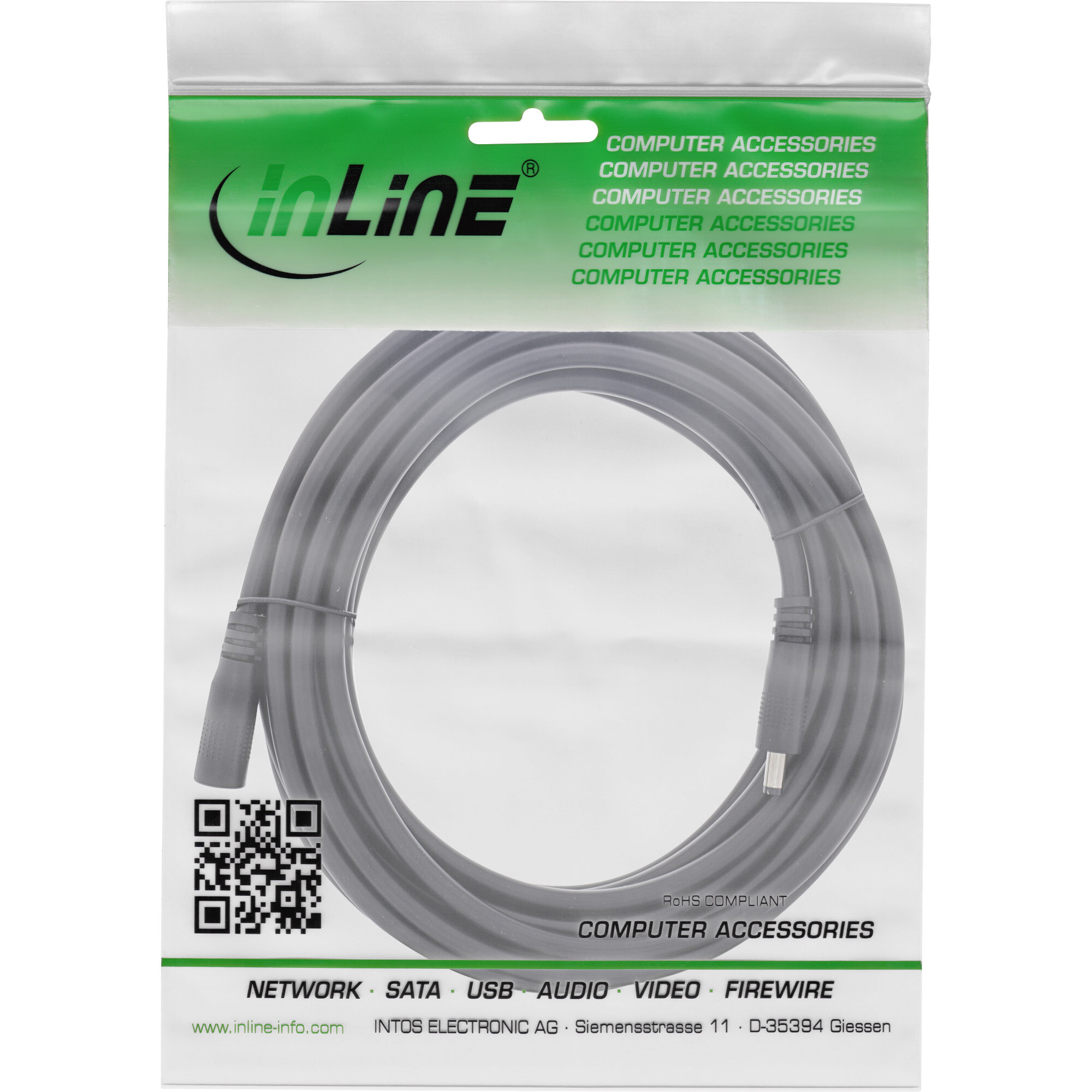 InLine DC extension cable - DC male/female 4.0x1.7mm - AWG 18 - black 3m