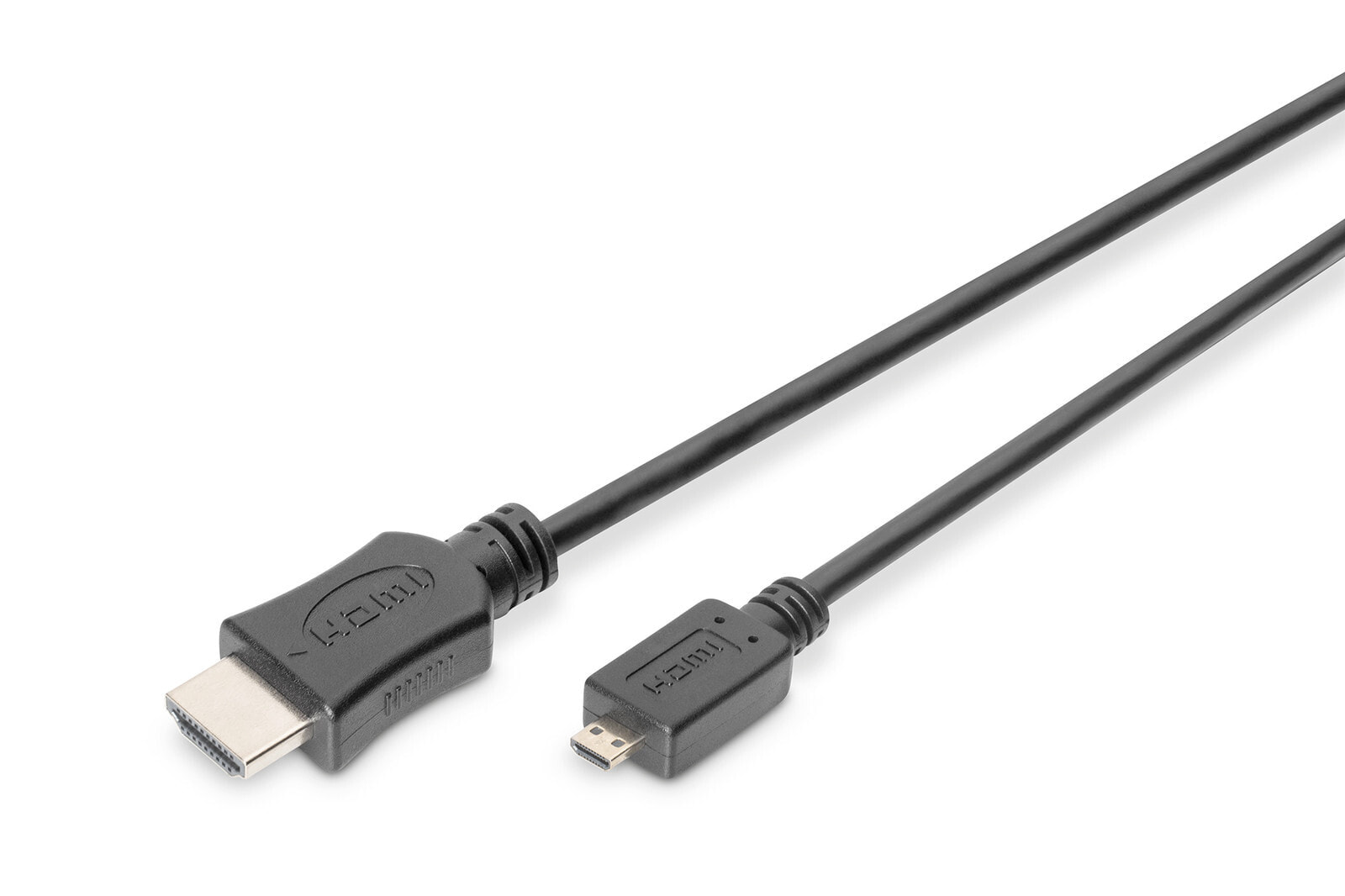 Компьютерный разъем или переходник Digitus HDMI High Speed connection cable, type D - A M/M, 2.0m, w/Ethernet, former HDMI 1.4, gold, bl