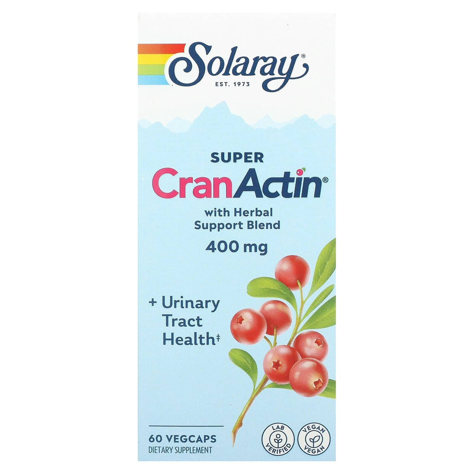Solaray, Super CranActin with Herbal Support Blend, 400 mg, 120 Vegcaps
