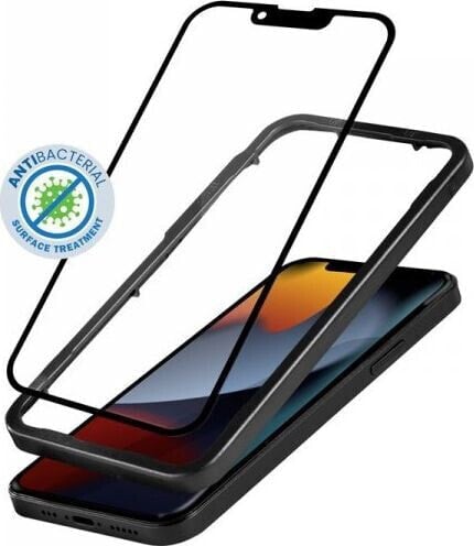 Crong Crong Anti-Bacterial 3D Armour Glass - Szkło hartowane 9H na cały ekran iPhone 13 / iPhone 13 Pro + ramka instalacyjna