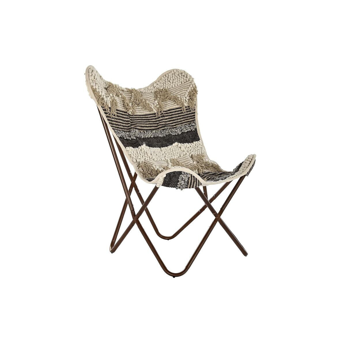 Garden chair DKD Home Decor Black Brown Cotton Iron (74 x 65 x 90 cm)