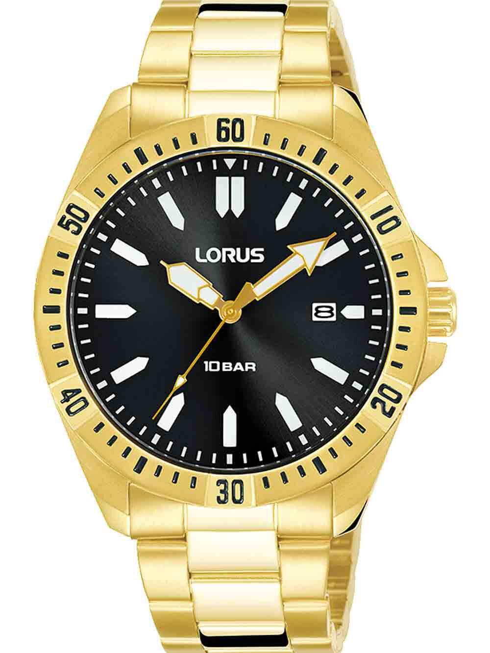 Мужские наручные часы с золотым браслетом Lorus RH918NX9 mens 40mm 10ATM