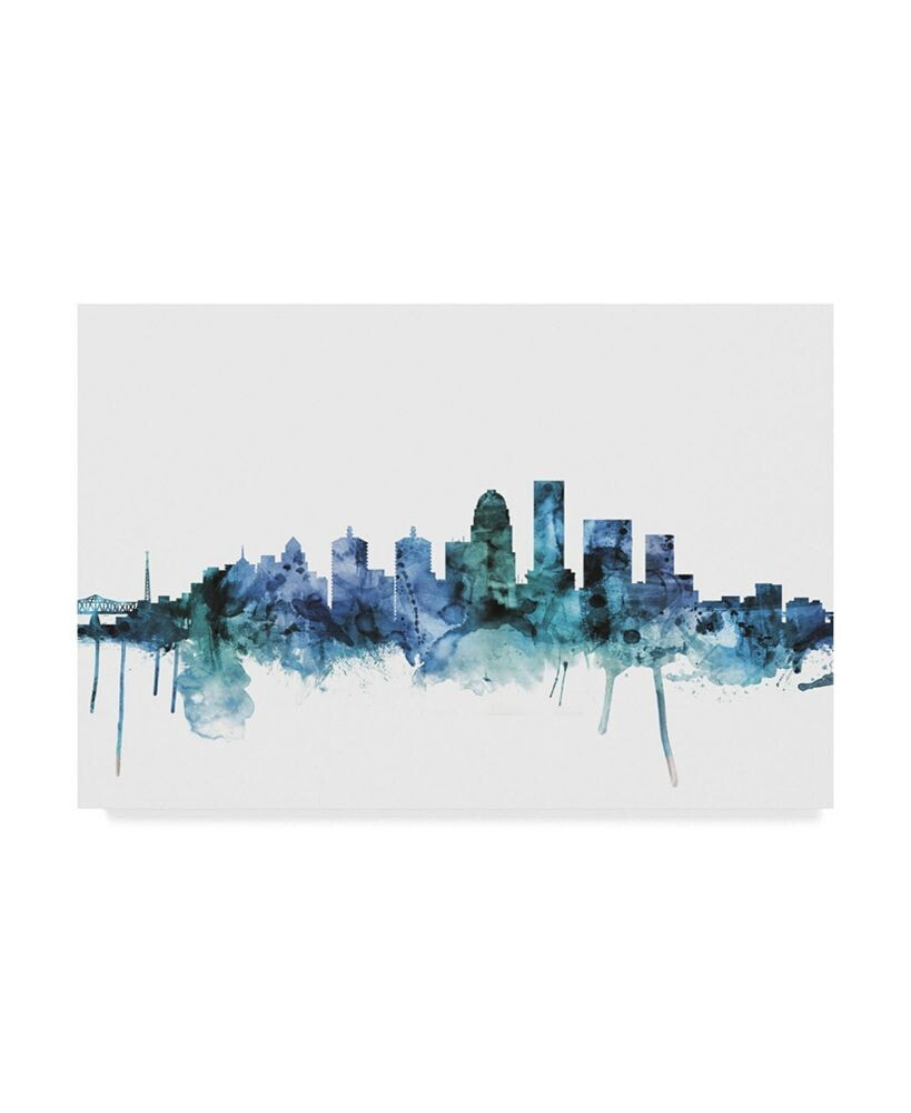 Trademark Global michael Tompsett 'Louisville Kentucky Blue Teal Skyline' Canvas Art - 47