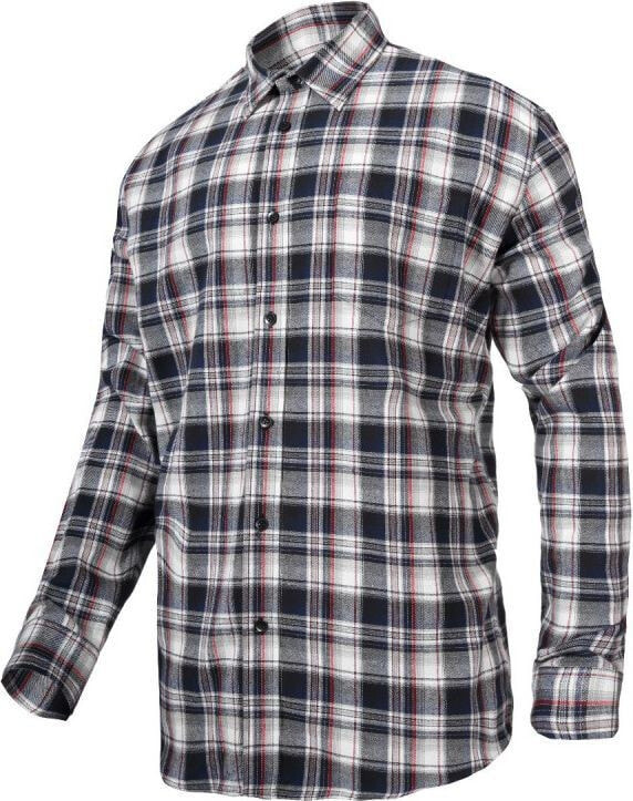 Lahti Pro Plaid Gray and Black Cotton Flannel Shirt, Size S (L4180401)