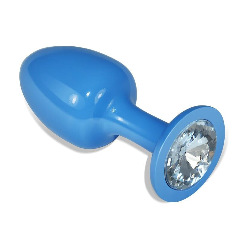 Плаг или анальная пробка LOVETOY Metal Butt Plug Blue Rosebud with Clear Jewel