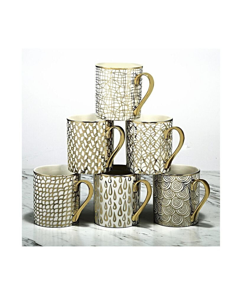 Certified International mosaic 6-Pc. Gold Plated Mugs