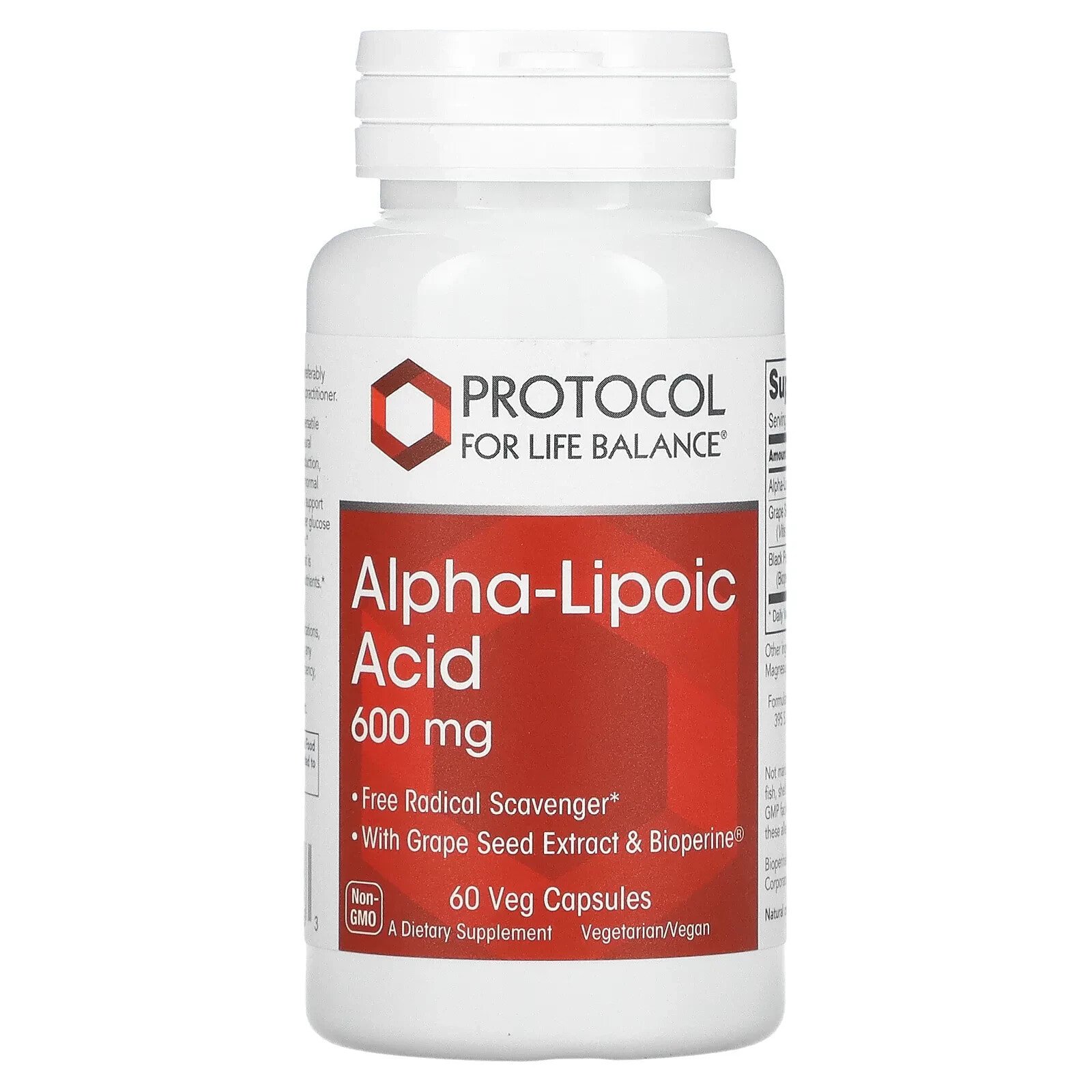 Protocol for Life Balance, Альфа-липоевая кислота, 250 мг, 90 растительных капсул