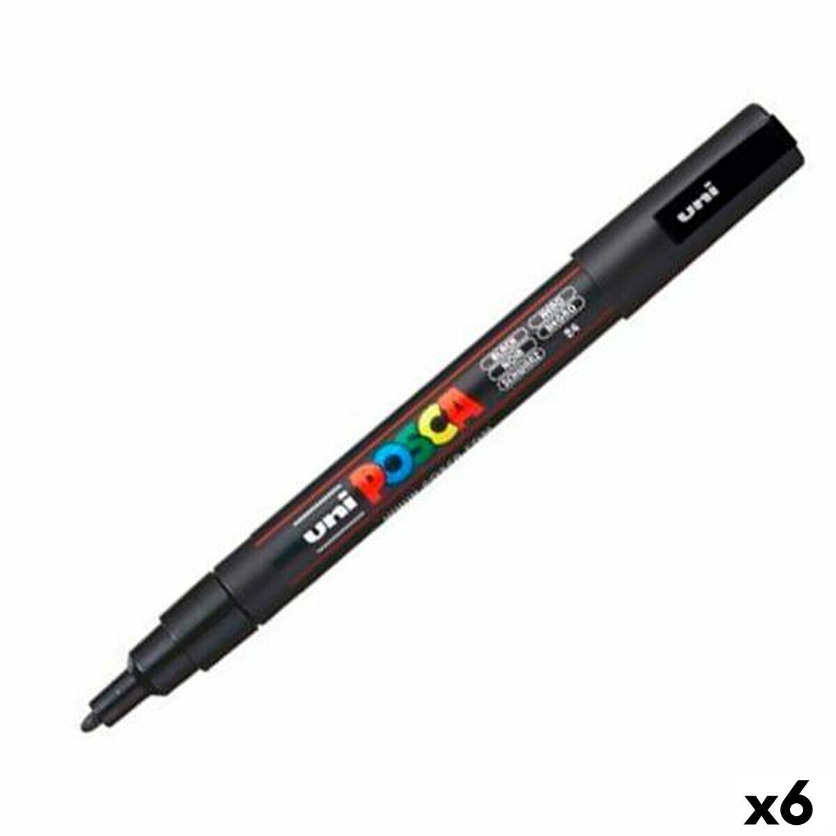 Marker pen/felt-tip pen POSCA PC-3M Black (6 Units)