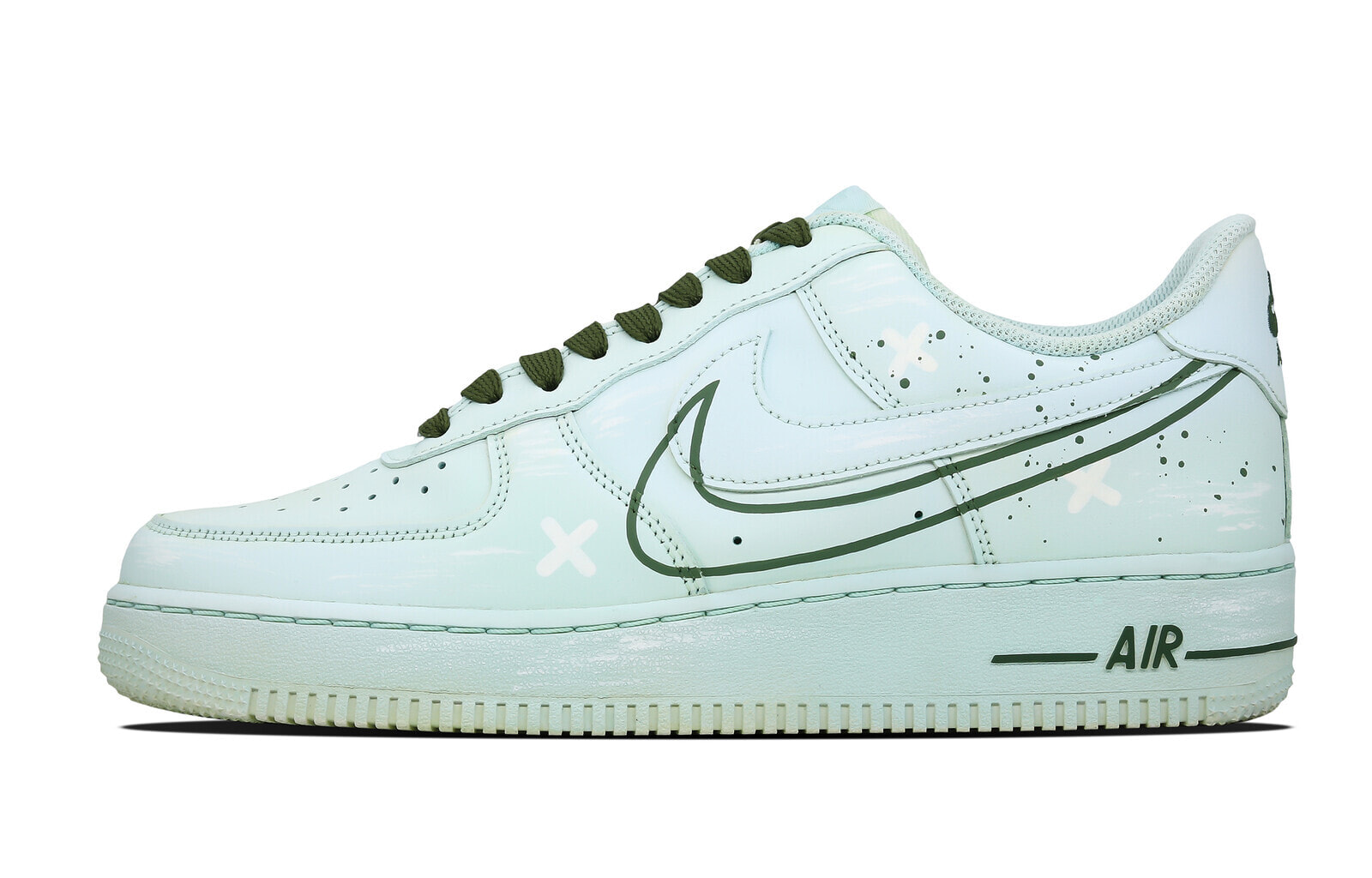 【定制球鞋】 Nike Air Force 1 Low 夏沫渐变 多巴胺夏日风 浸染清新 泼墨涂鸦 简约 低帮 板鞋 男款 蓝绿色 / Кроссовки Nike Air Force 1 Low CW2288-111